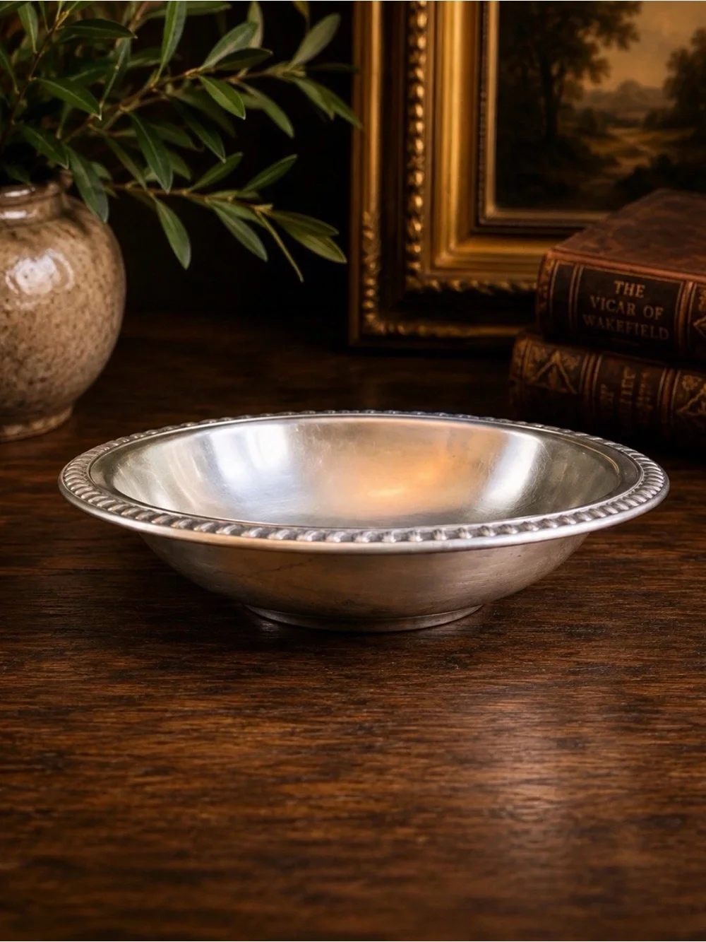 WM. A Rogers Silverplate Rope Pattern Bowl, American Empire Style, 1900-1940